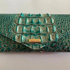 Brahmin Teal Croc-Embossed Wallet